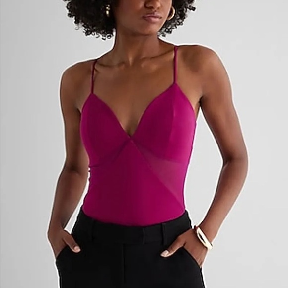 Express Tops - NWT Express Body Contour High Compression Bodysuit with Sheer Side Panels